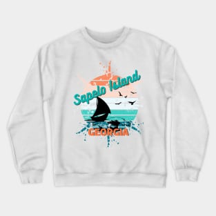 Sapelo Island Georgia Retro Vintage Sunset Crewneck Sweatshirt